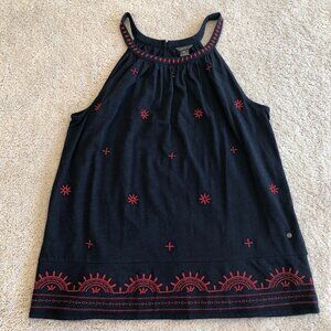 NWOT Eddie Bauer Navy Blue wit Red Embroidery Tank Top Tee Blouse with Tube Top